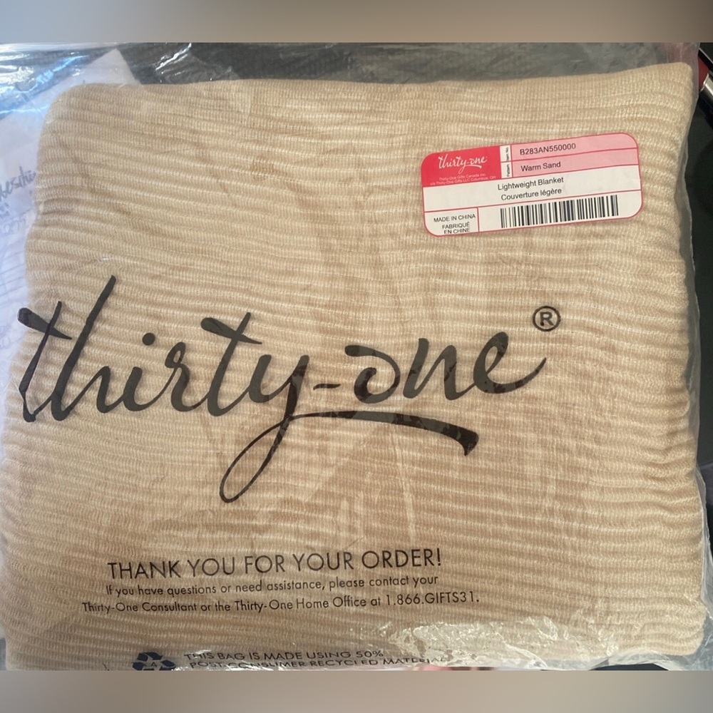 Thirty-One Beige Textured Throw